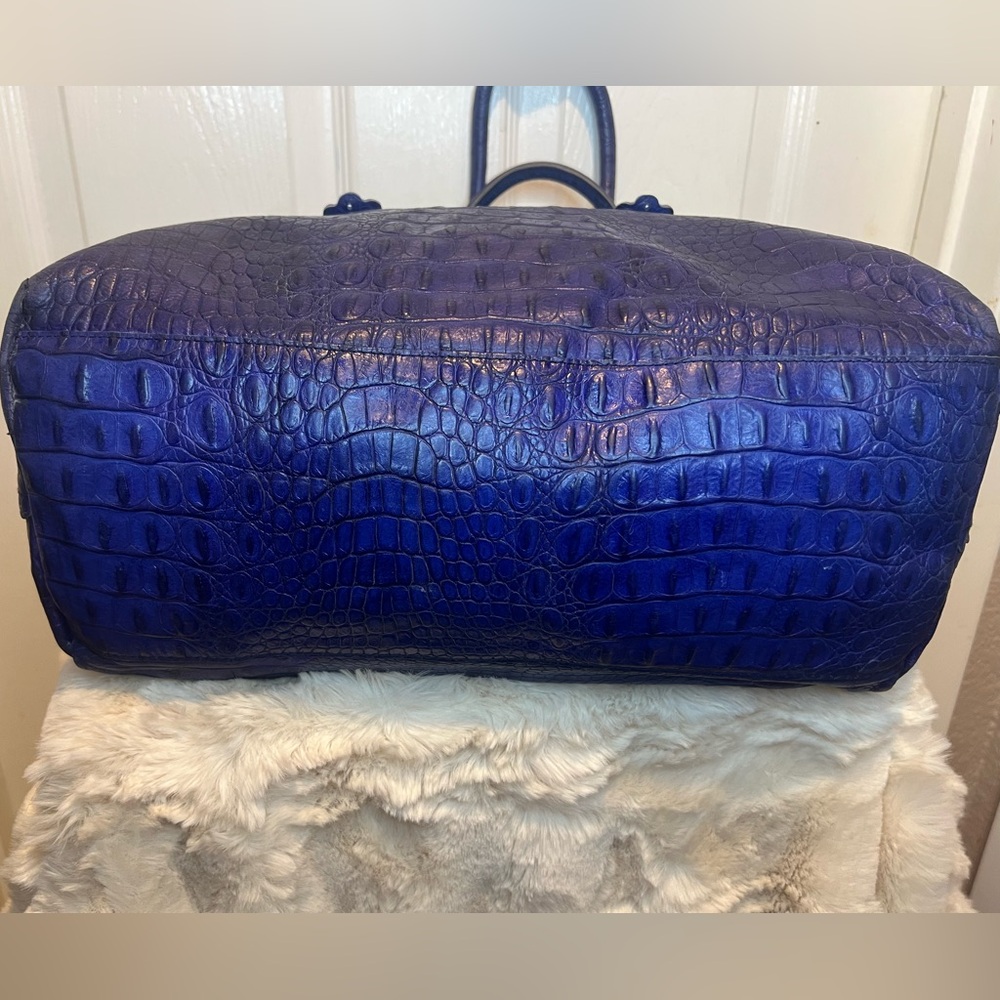 FURLA LEATHER (CANDY BAG) CROCODILE EMBOSSED SATCHEL TOTE PURPLE/BLUE - Picture 10 of 15